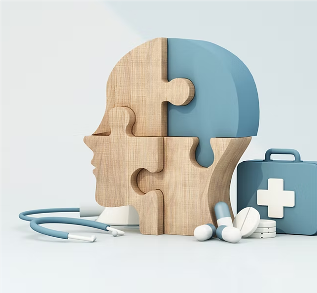 Head make from jigsaw pieces 